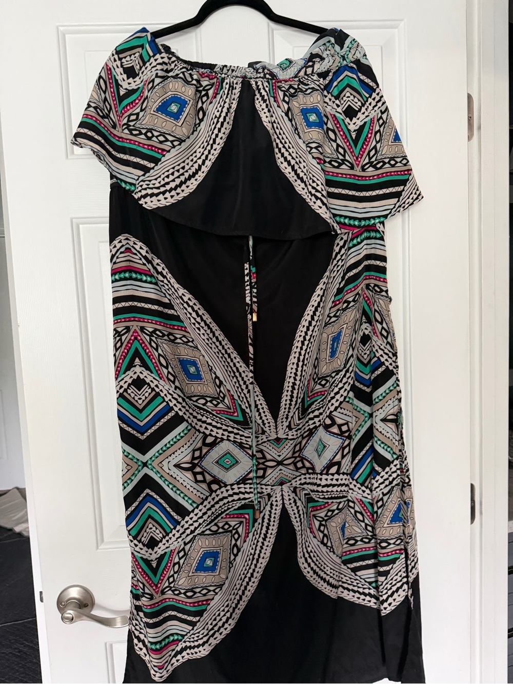 Mossimo Supply Co. Black Strapless Maxi Dress with Multicolor Geometric Print